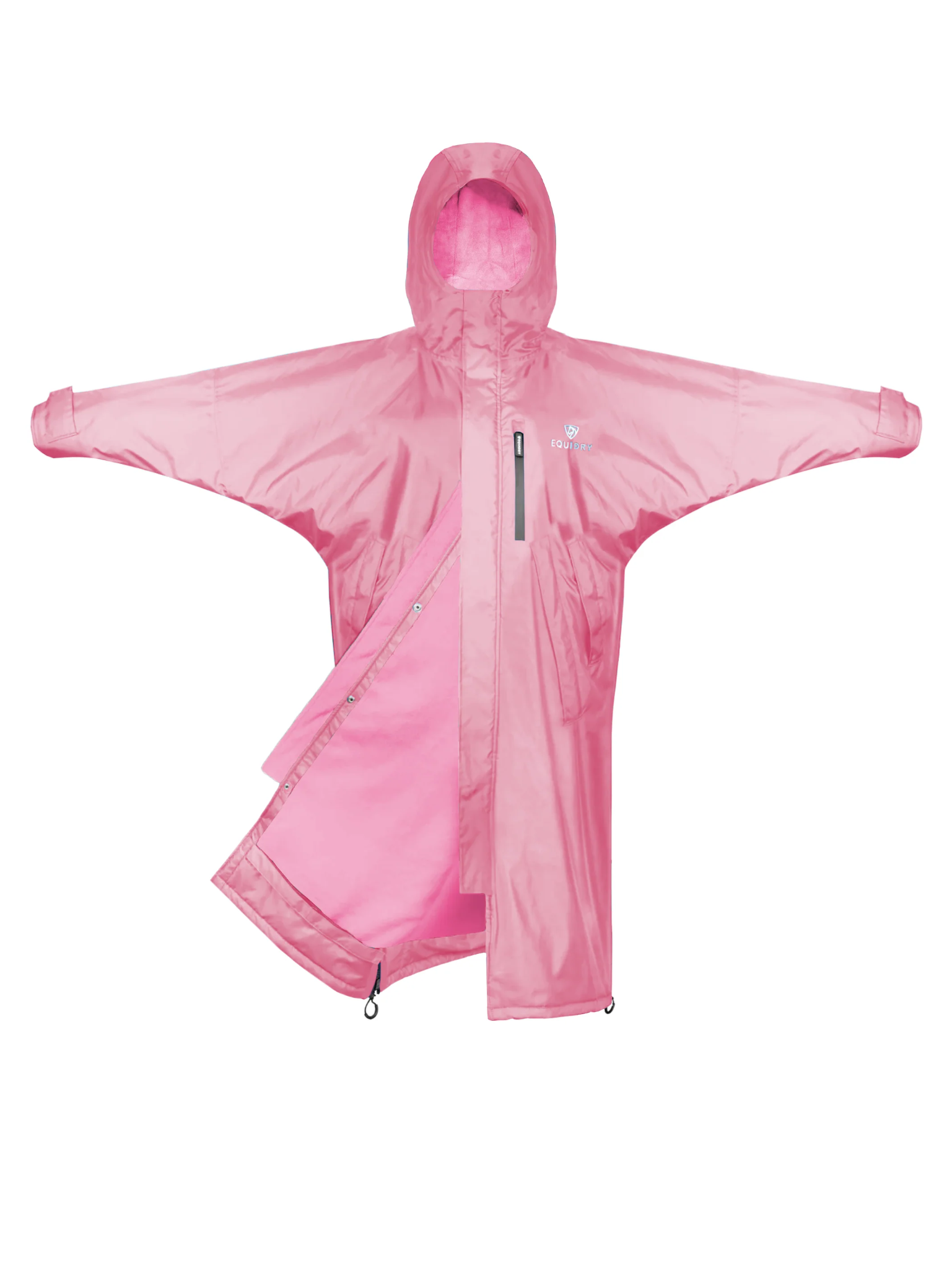 EQUIDRY women's thin fleece long waterproof horse riding coat in penelope pink