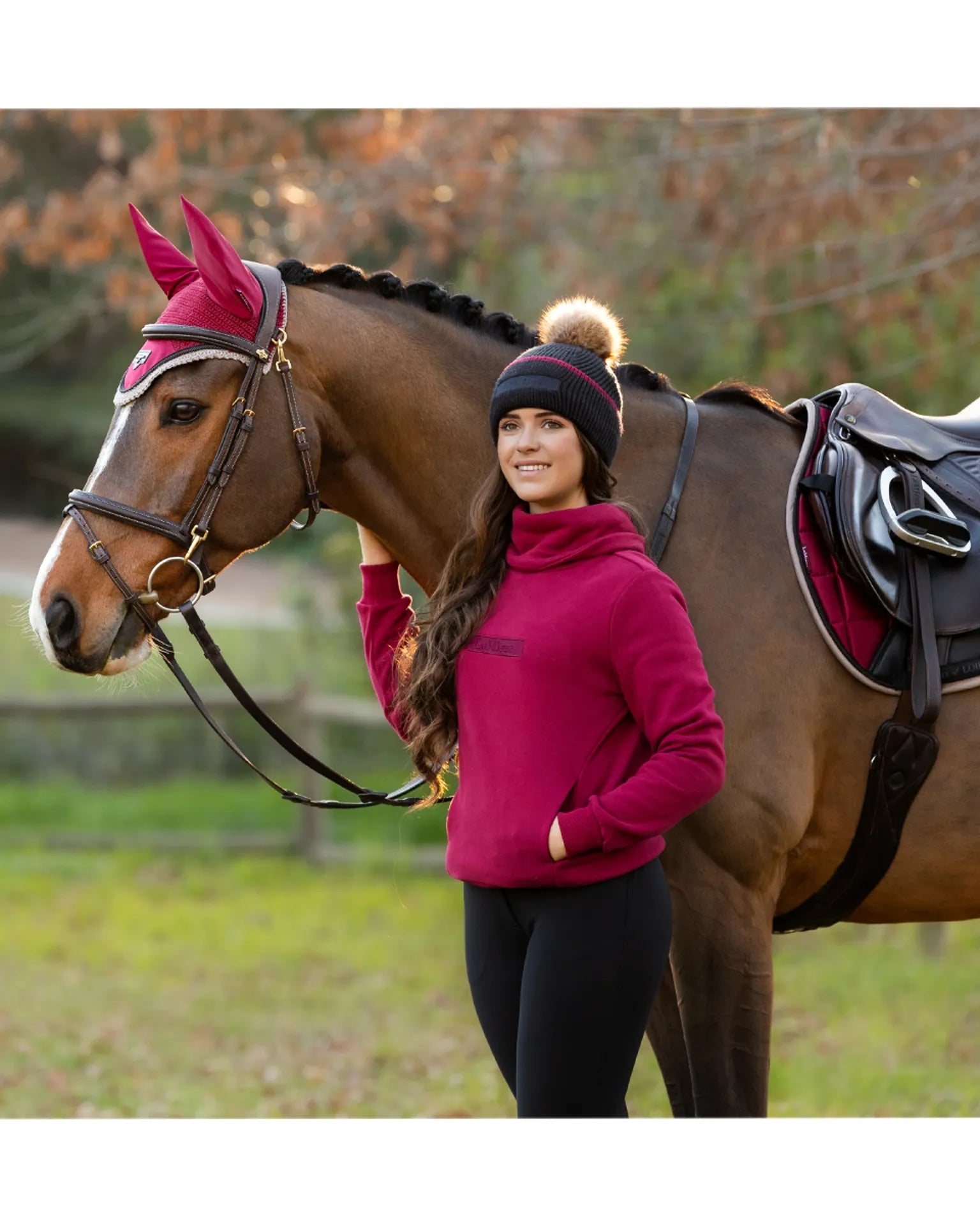LEMIEUX ADELE Funnel Neck Sweatshirt Ember, equestrian fashion, women's hoodie, horse riding apparel.