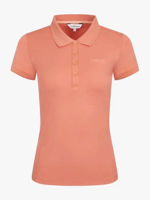 Lemieux Classique Apricot Polo Shirt. Women's Equestrian Apparel, Quick-Dry Fabric, Equiflair