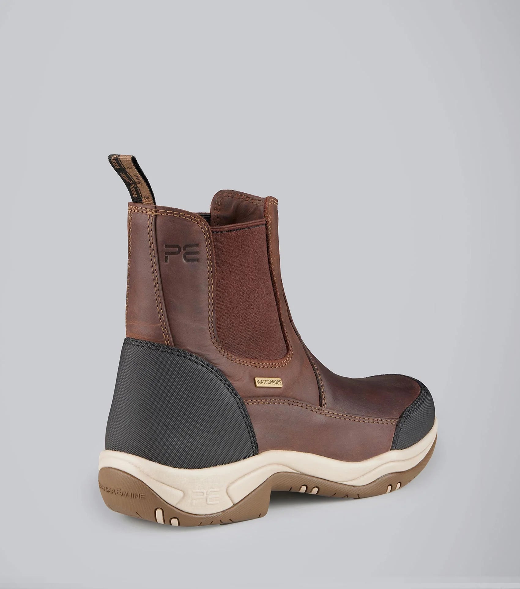 Premier Equine Vinci II waterproof brown leather yard boots for equestrian activities.