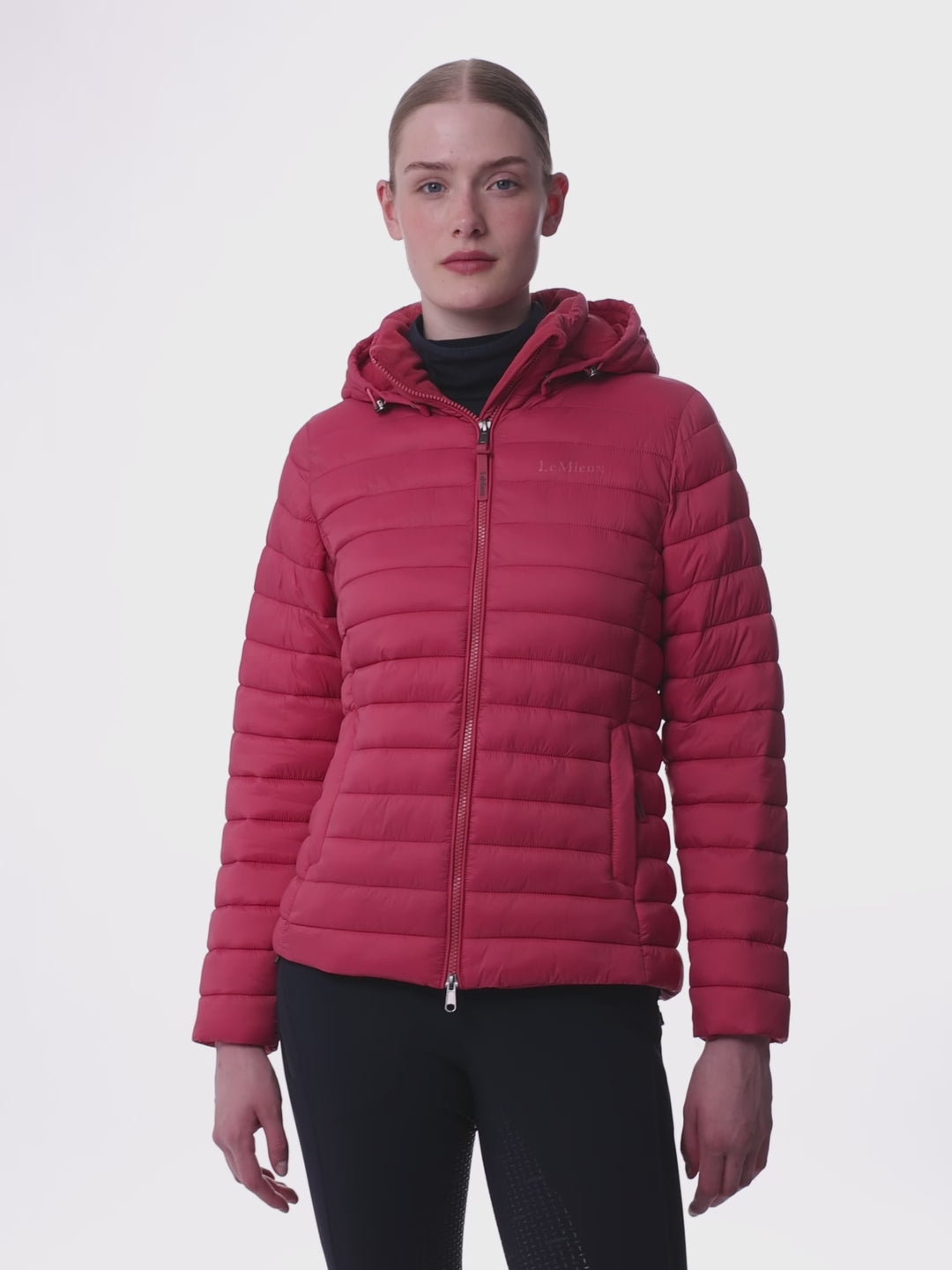 LeMieux Rose Hooded Puffer Jacket Cranberry