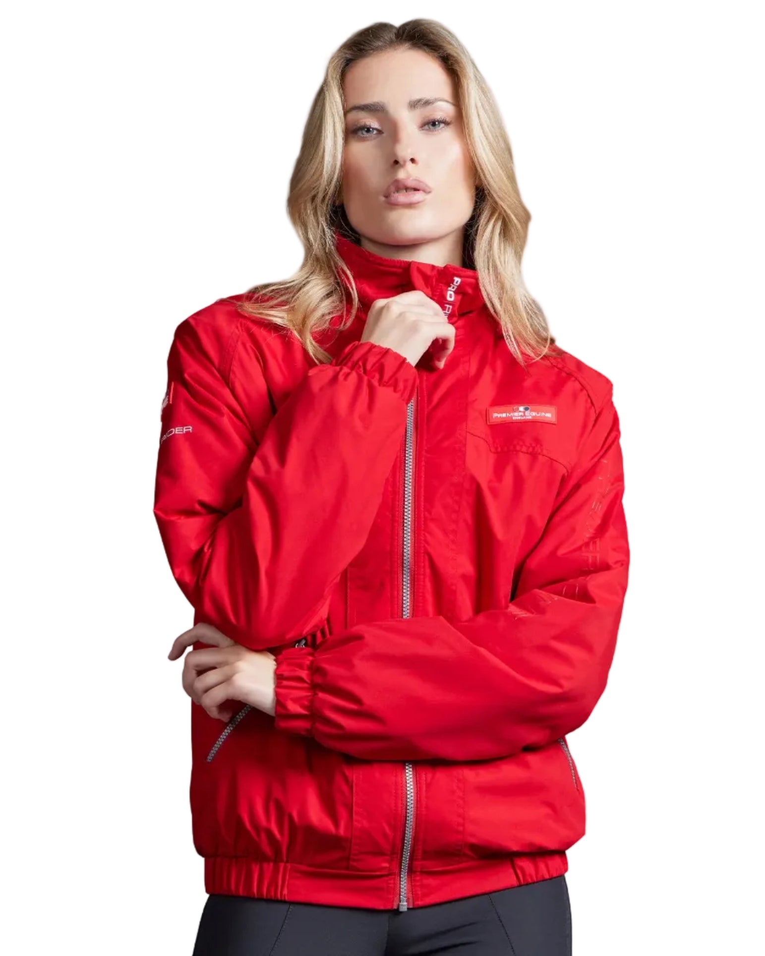 PREMIER EQUINE Pro Rider Waterproof Riding Jacket - Unisex, Red. Equestrian Outerwear.