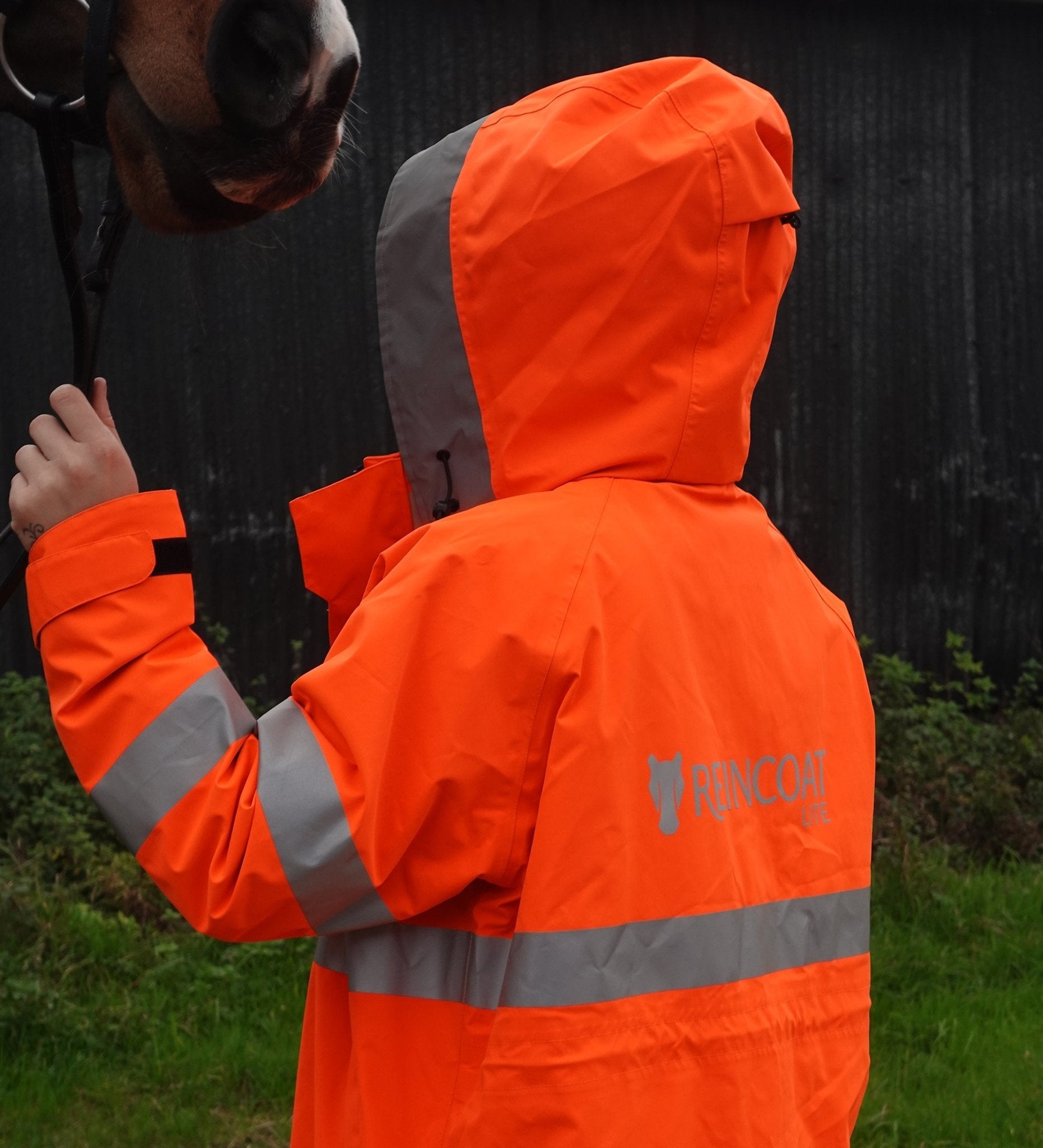 Reincoat Lite Kids Hi-Vis Orange Jacket - Horse Riding Reflective Safety Gear - Equiflair