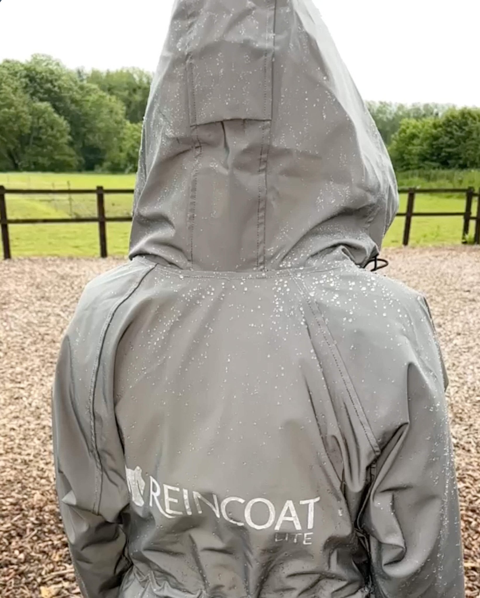 Waterproof Reflective Raincoat Lite Kids - Silver Rain Jacket with Hood, Reflective Safety Gear, Equestrian Outerwear