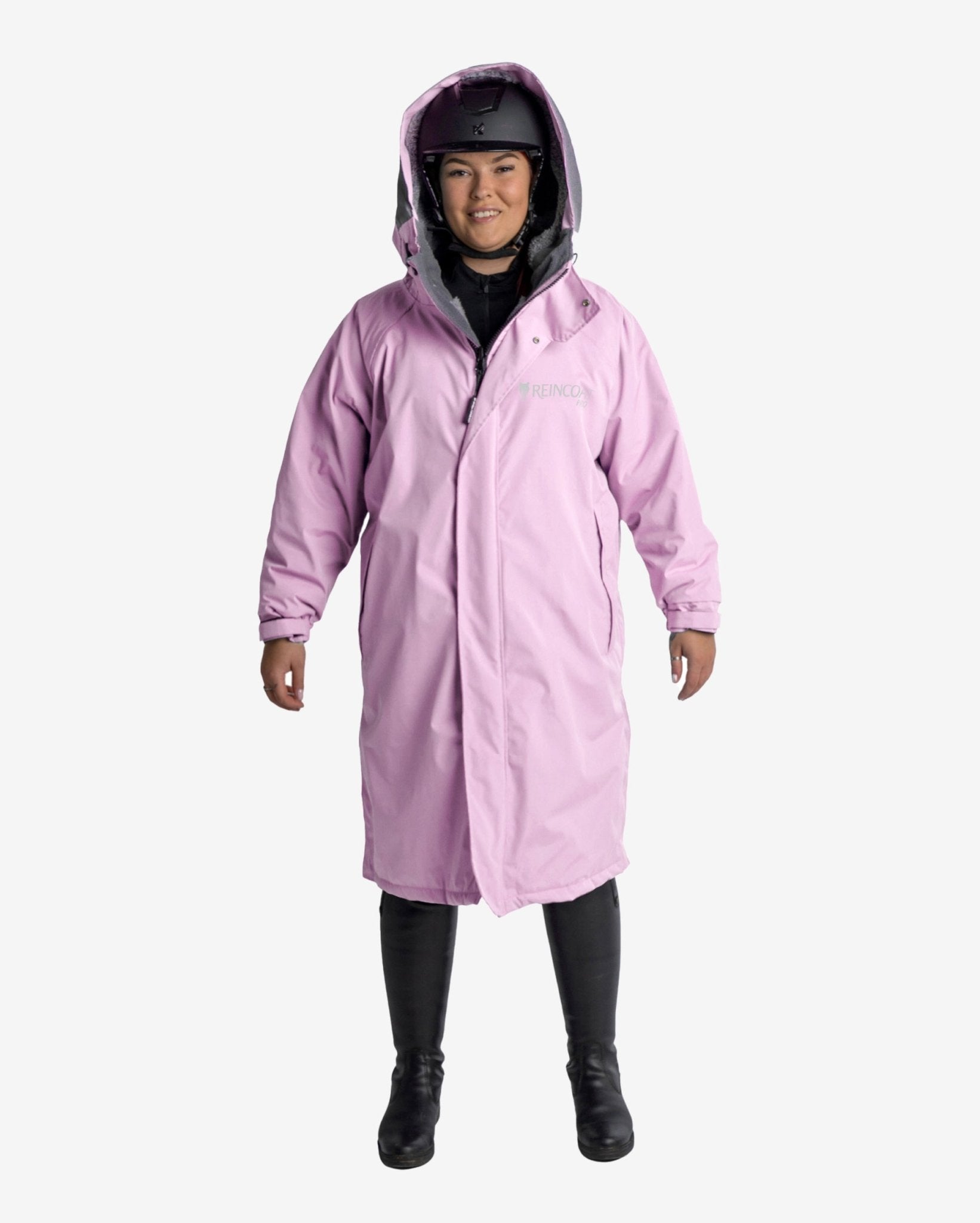 REINCOAT PRO Adult Pink Riding Coat: Equestrian Rain Gear with Hood, Waterproof, Fleece Lined