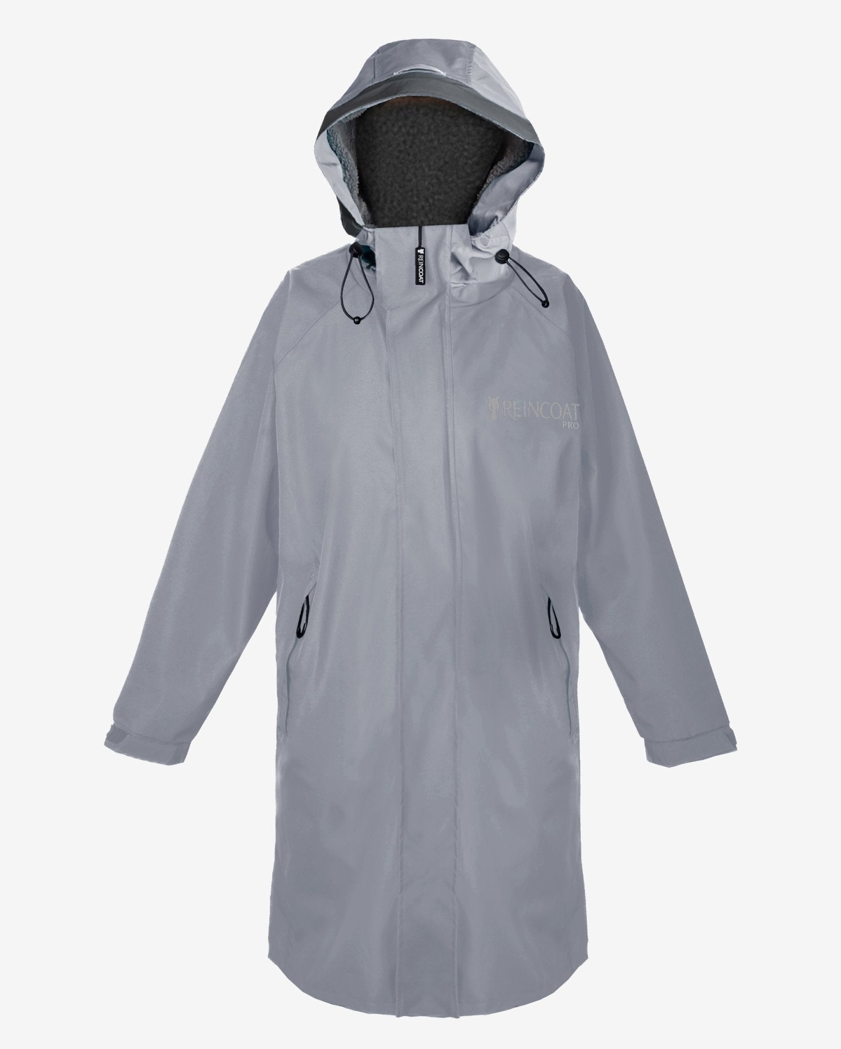 REINCOAT PRO Kids Grey Raincoat - Hooded, Reflective Kids Rain Jacket - Equiflair