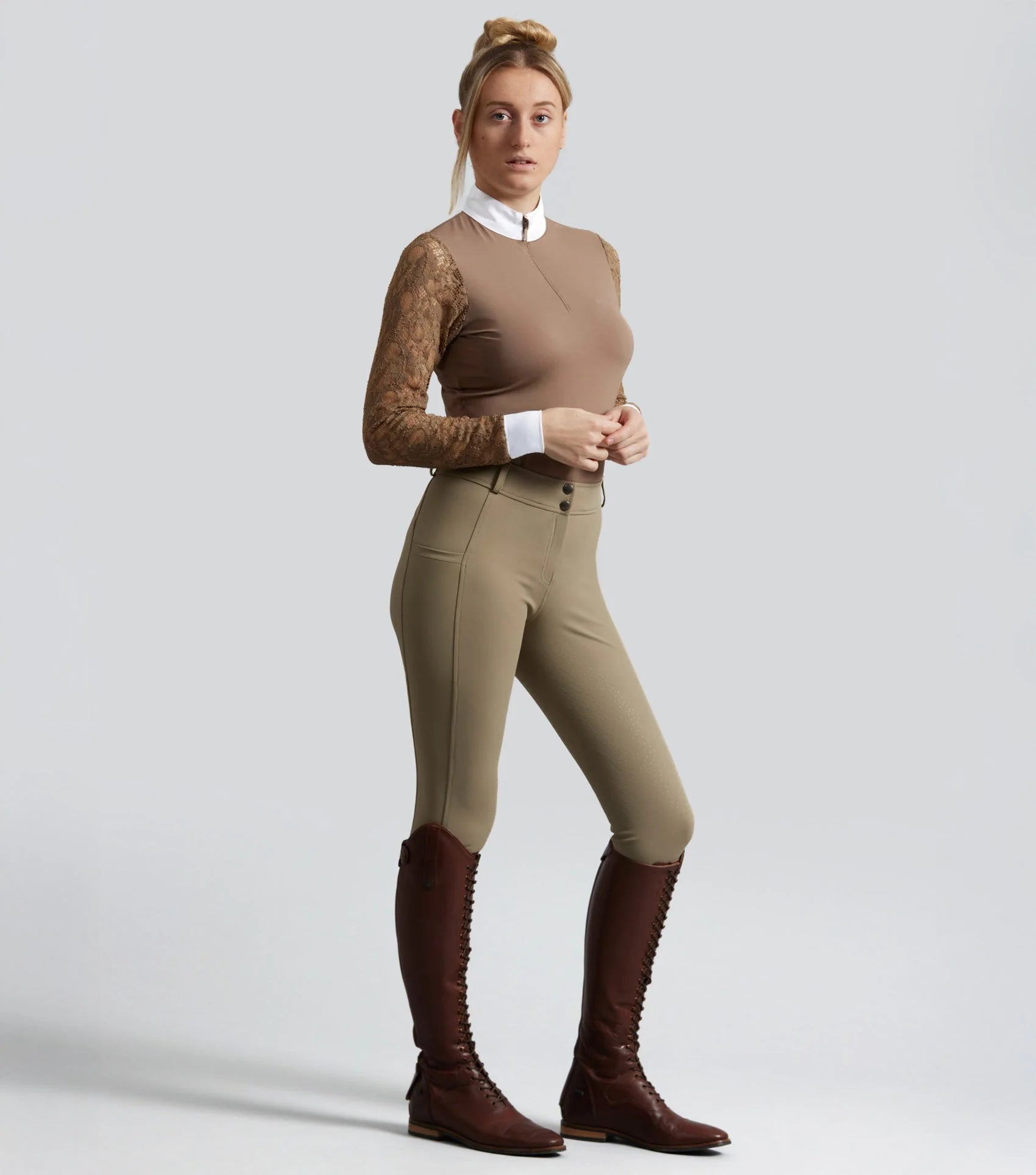 PREMIER EQUINE Salento Timberwolf Riding Breeches: Women's Equestrian Apparel, Full Seat, Stylish & Functional for Riding at Equiflair