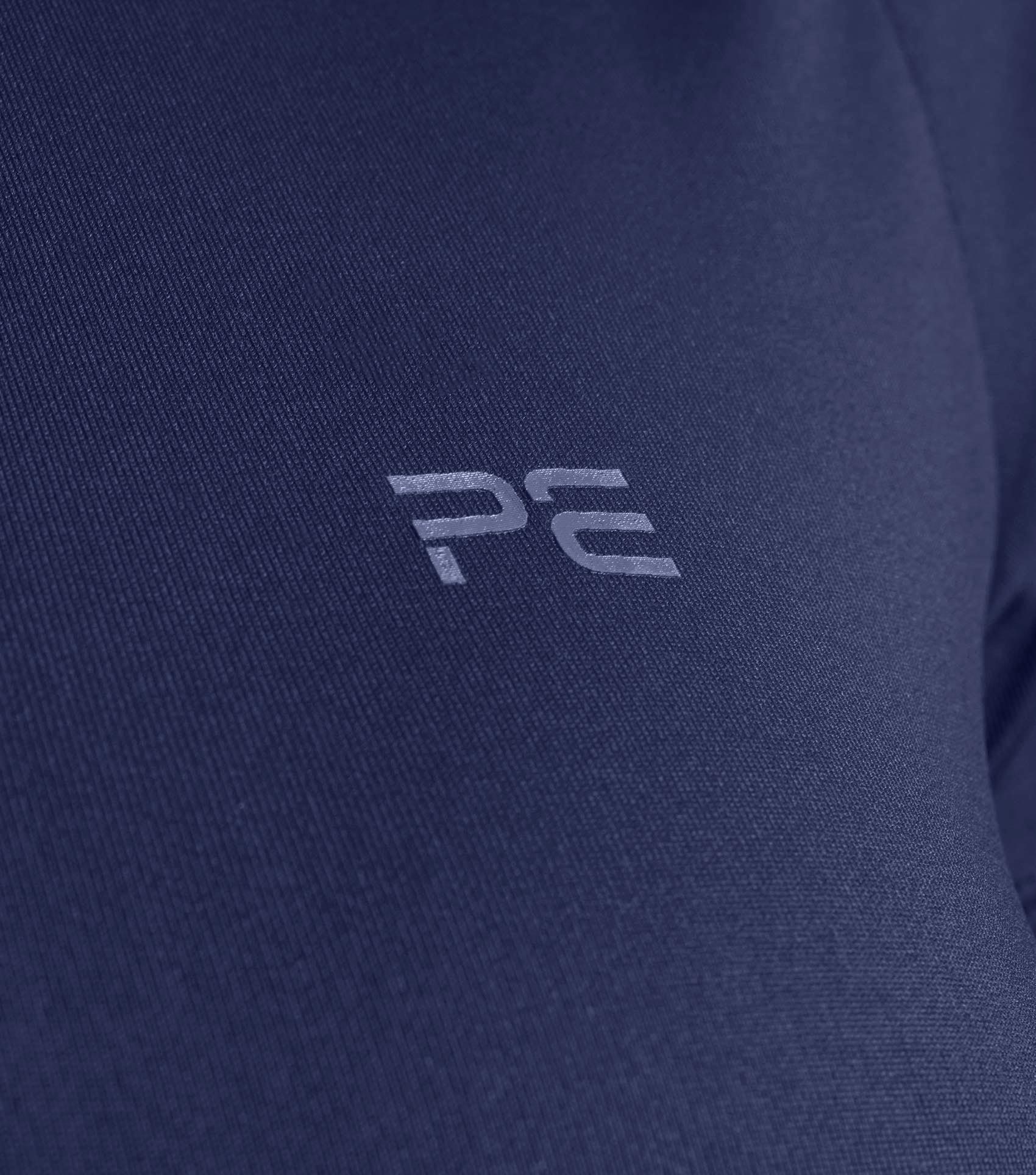 PREMIER EQUINE Scintillo Ladies Riding Top Navy. Breathable equestrian short sleeve shirt.