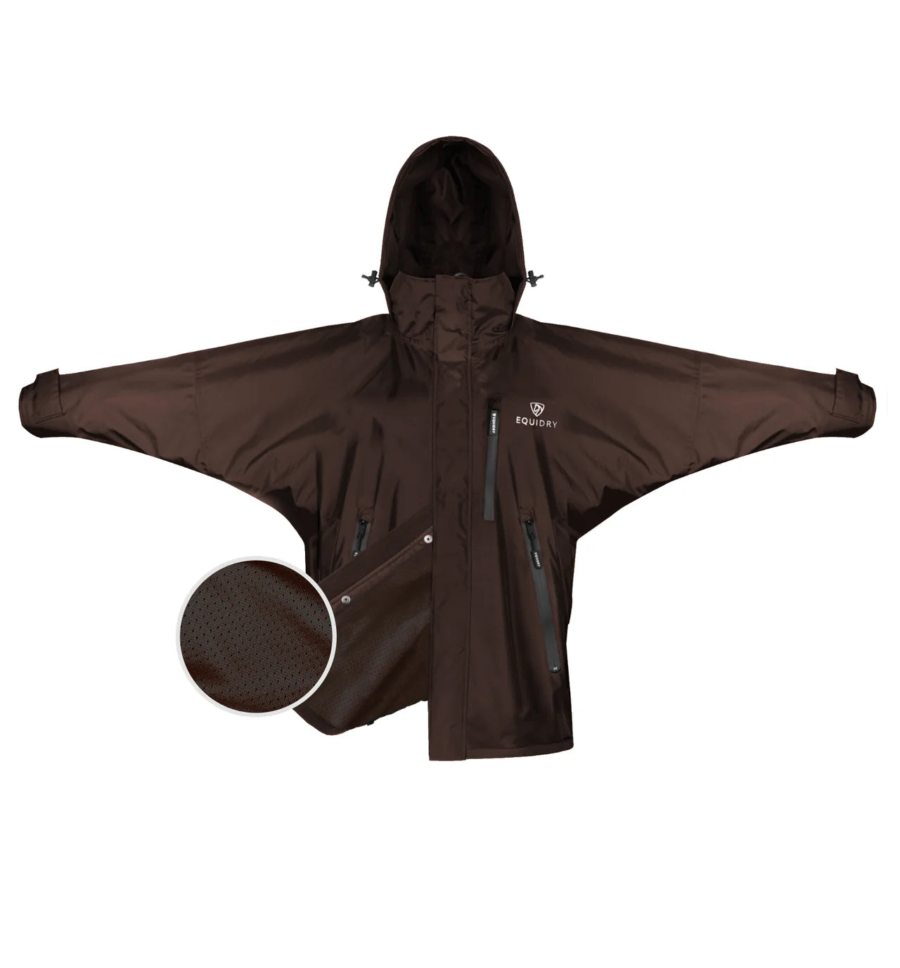 EQUIDRY Shortie Mac: Men's Waterproof Brown Jacket with Mesh Lining. Unisex Style, Perfect for Riding & Outdoor…