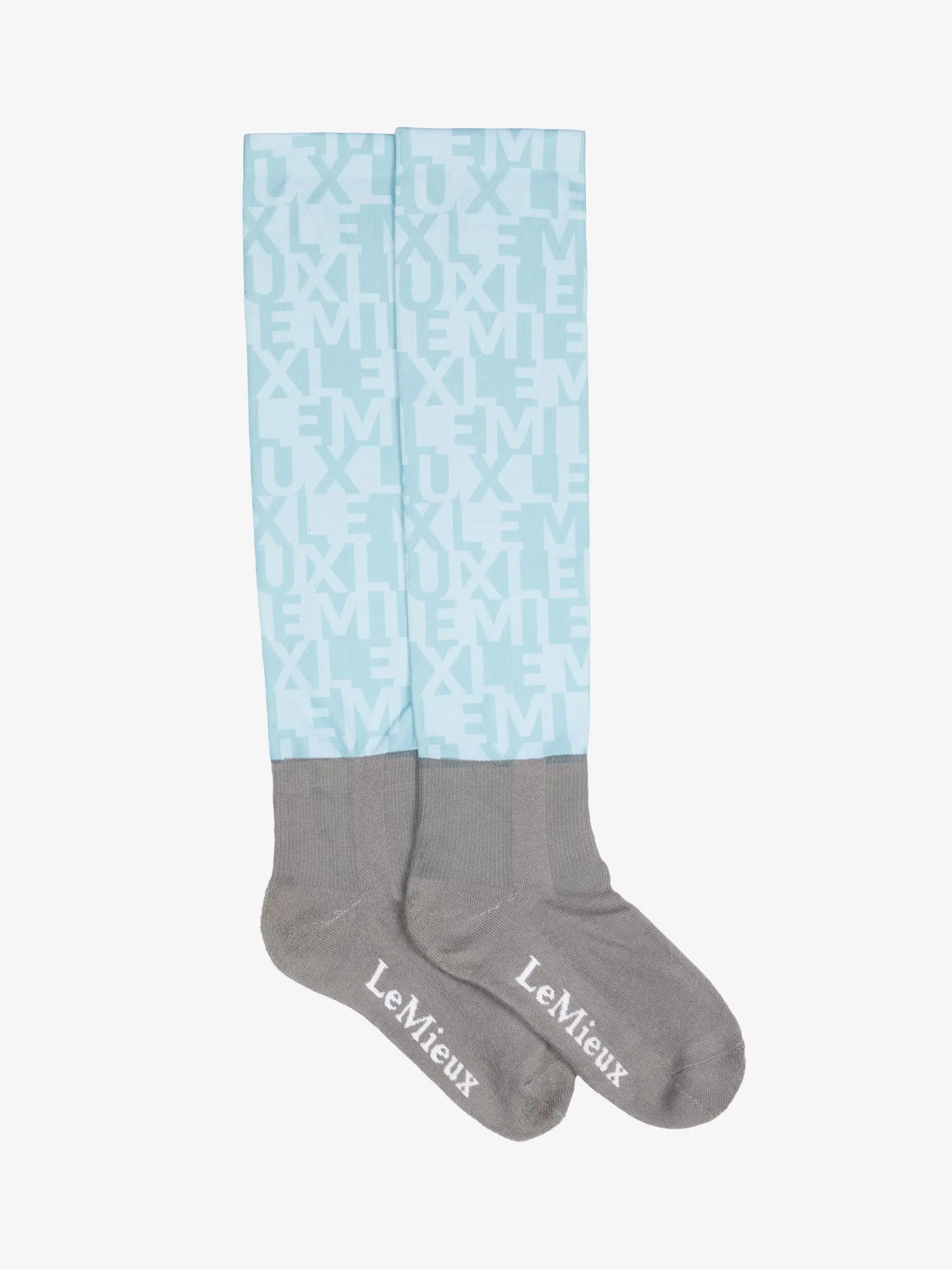 LeMieux Footsie Socks Casey Glacier Equestrian Riding Socks with Logo Pattern