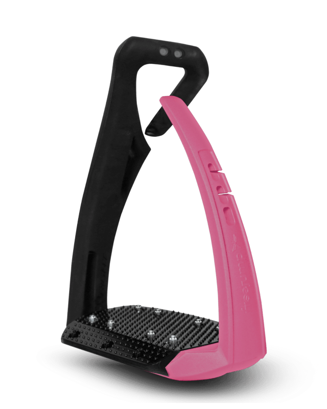 Freejump Soft Up Pro Plus Stirrups - Black and Pink Riding Stirrups | Equiflair