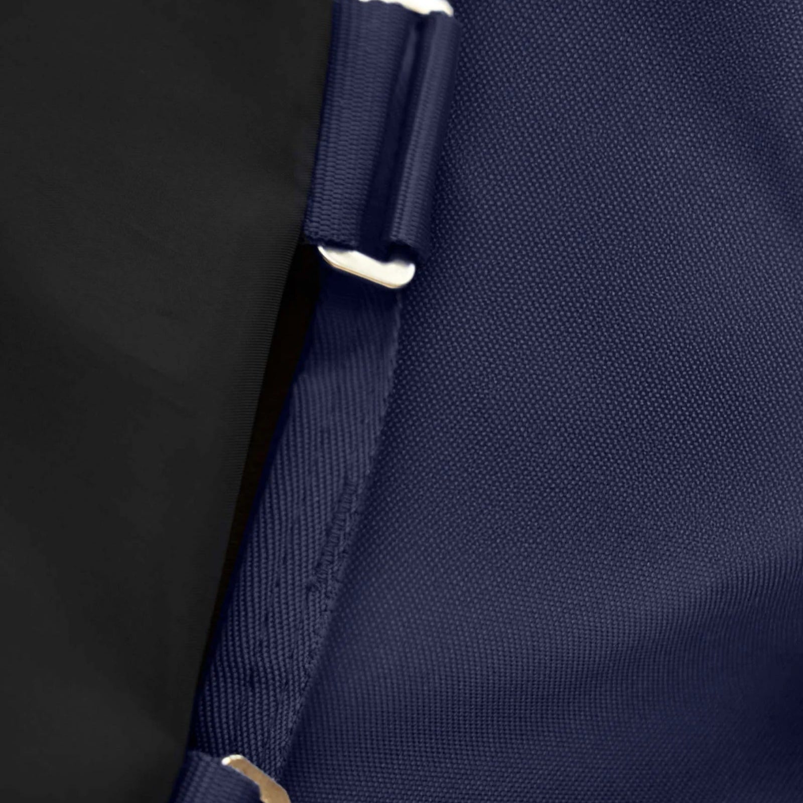 Premier Equine Stratus 1200D 400g Navy Turnout Rug: Waterproof Horse Blanket with Neck Cover Detail.