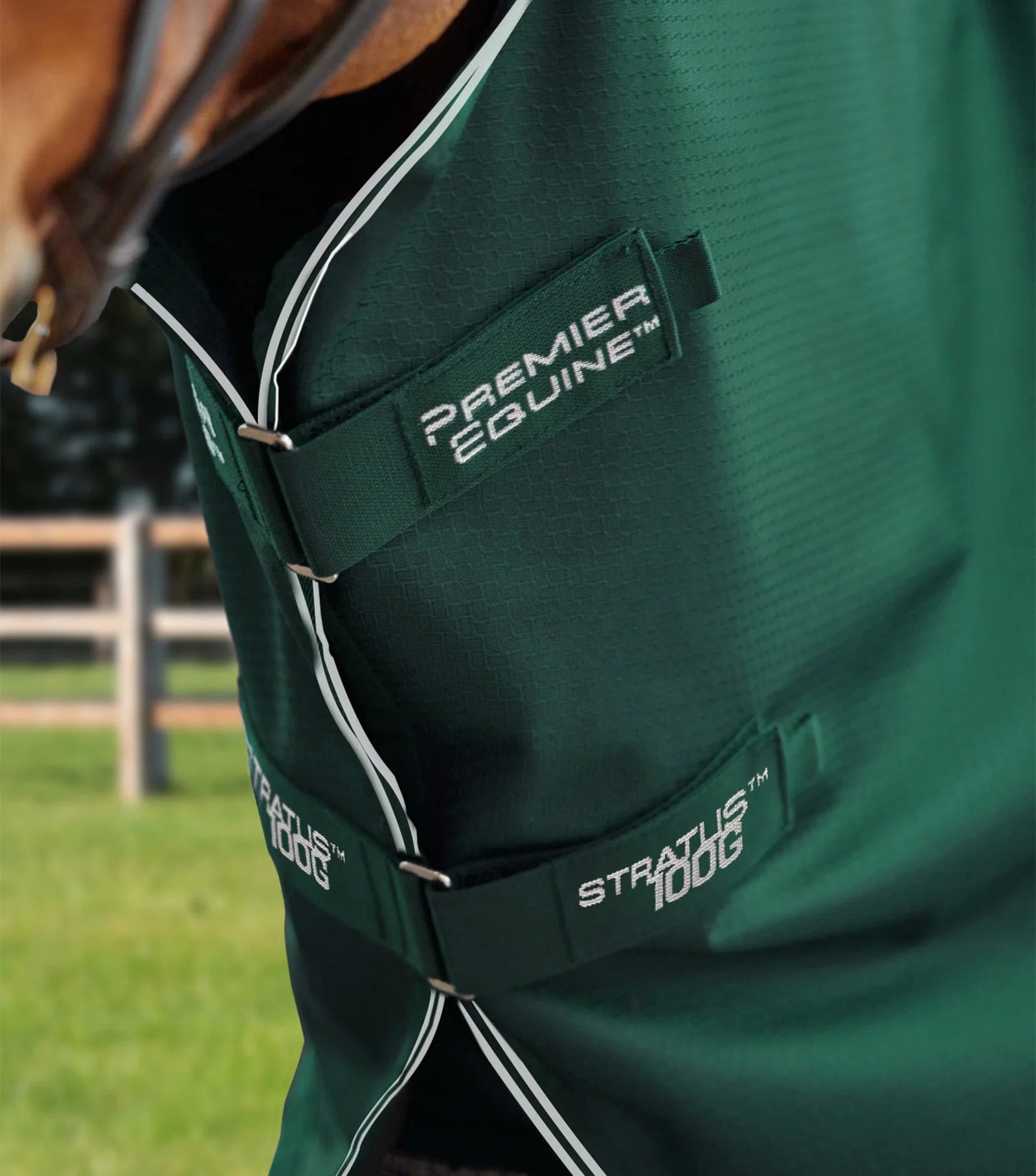 Premier Equine Stratus 100g Turnout Rug Green | Horse Blanket with Neck Cover