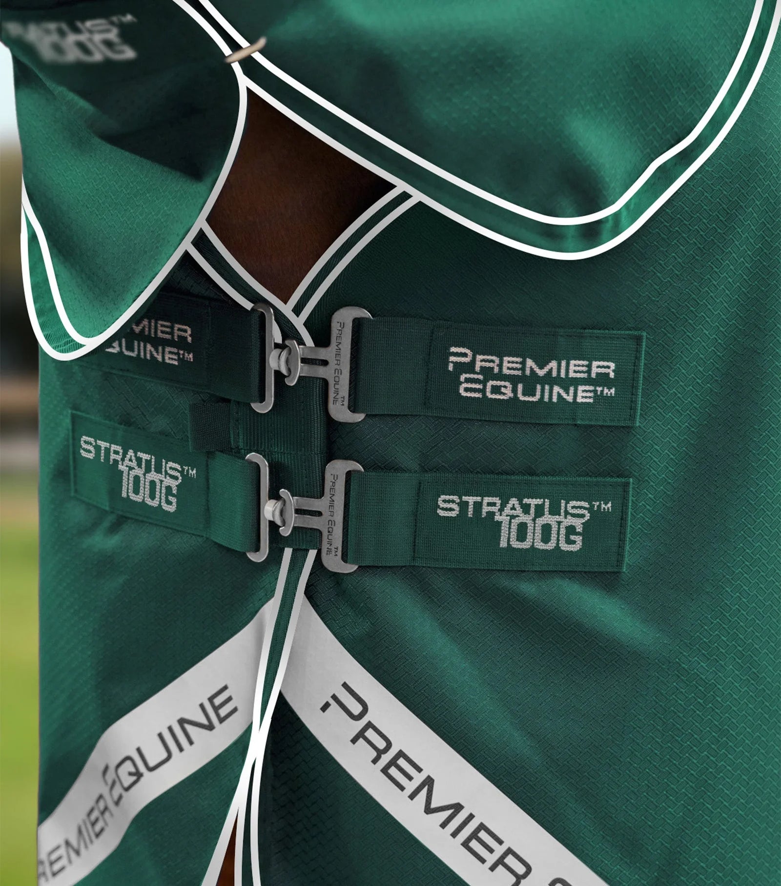 Premier Equine Stratus 100g Turnout Rug with Neck Cover - Green Horse Rug Waterproof & Lightweight Horse Blanket