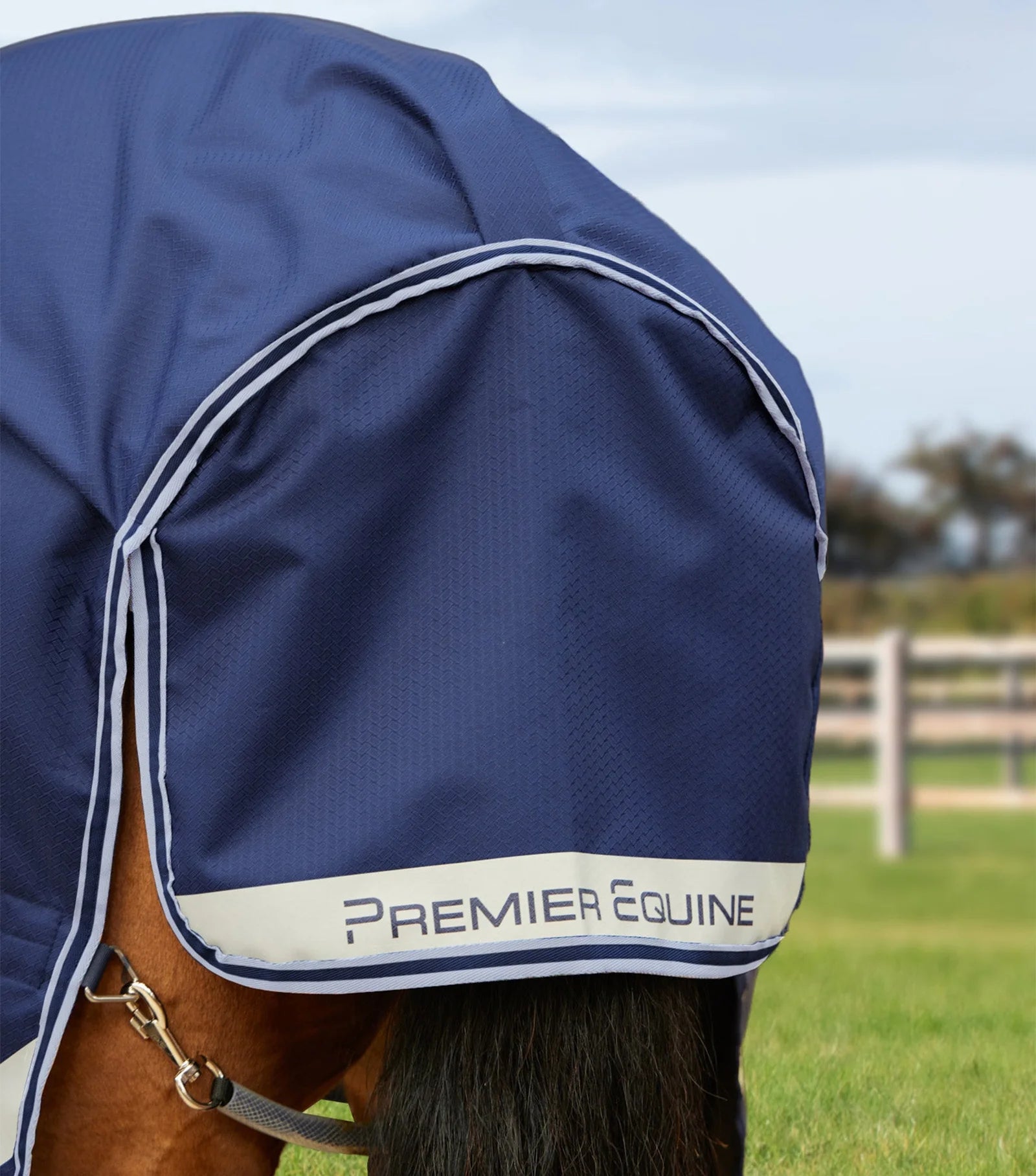 Premier Equine Stratus Navy Turnout Rug with Detachable Neck Cover for Horses - Waterproof, Breathable