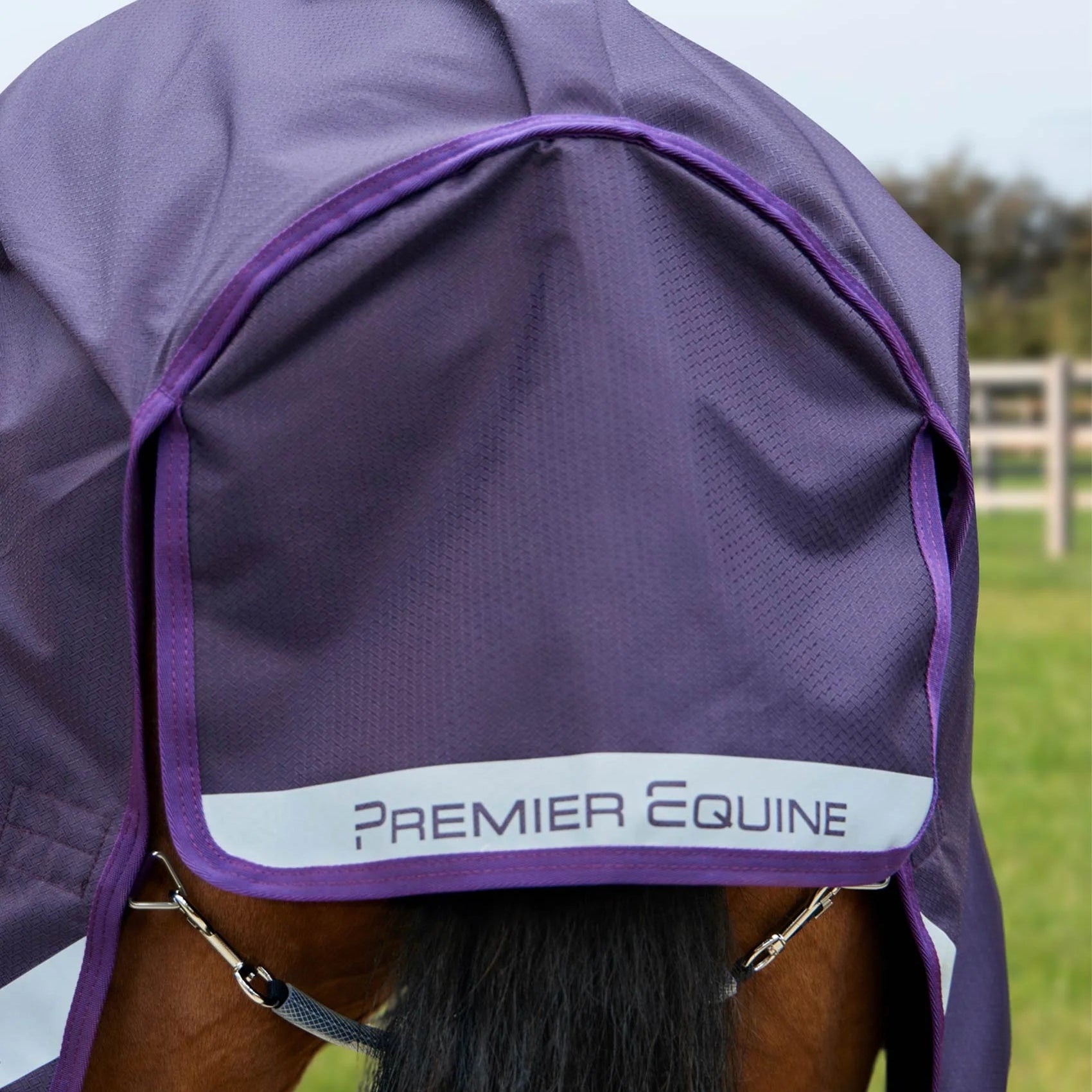Premier Equine Stratus 600D Purple Turnout Rug with Classic Neck Cover for Horses