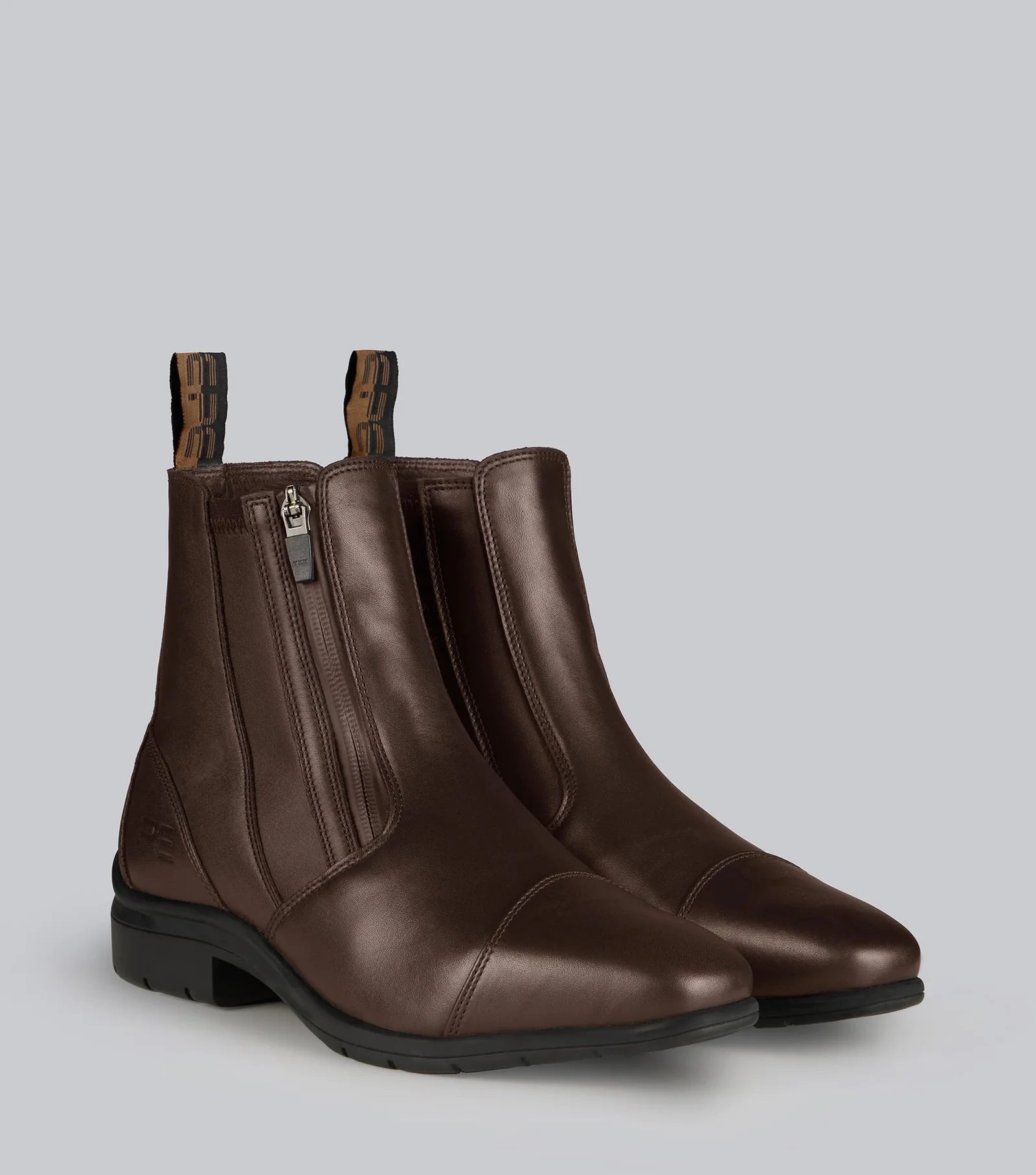 PREMIER EQUINE Taro Brown Waterproof Leather Paddock Boots | Zip Front Equestrian Boots | Equiflair