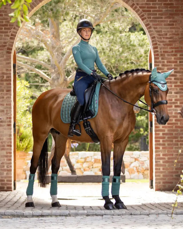 LeMieux Loire Sage Dressage Pad: Horse & Rider in Matching Equestrian Apparel. Premium Saddle Pad with Memory Foam & Bamboo Lining