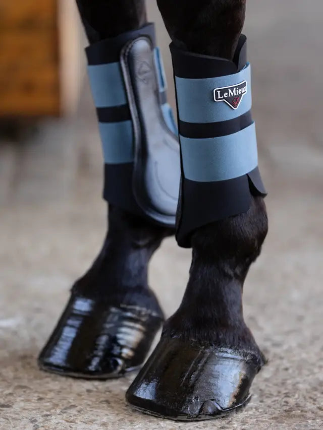 LeMieux Grafter Ice Blue Horse Brushing Boots - Leg Protection for Riding, Schooling, Turnout | Equiflair