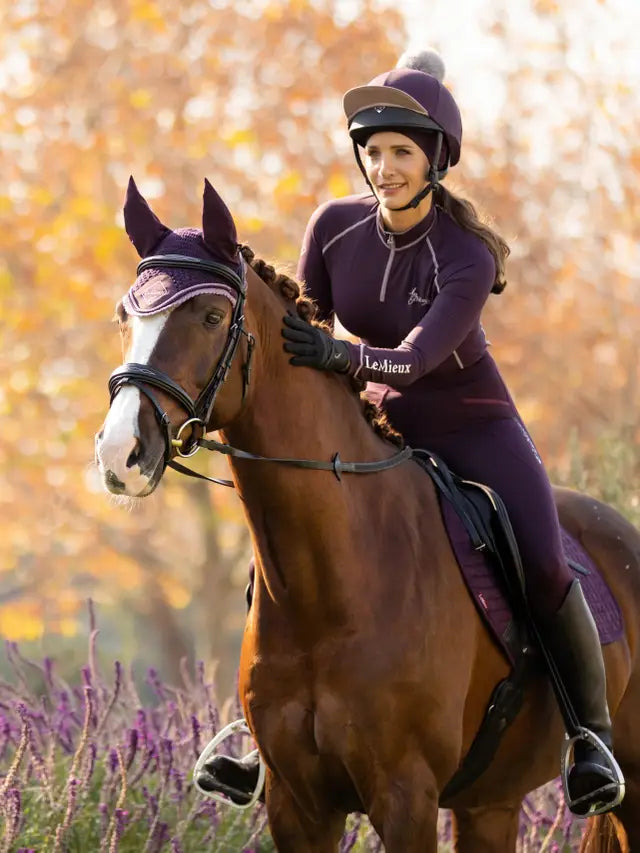 LeMieux Classic Fly Hood Fig | Purple Equestrian Horse Fly Protection | Equiflair