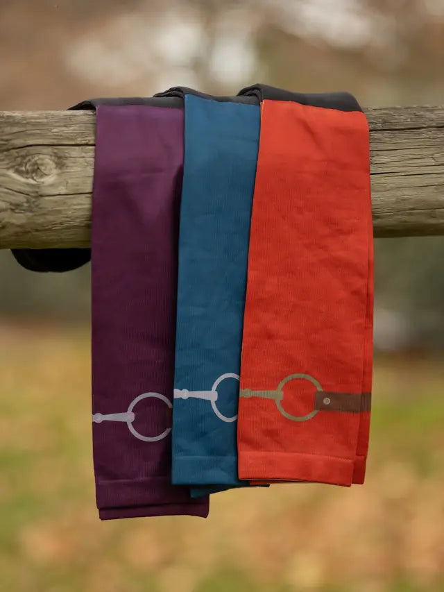 LEMIEUX Footsie Equestrian Socks Snaffle Fig Junior from Equiflair: Riding Socks in Purple, Blue & Orange.