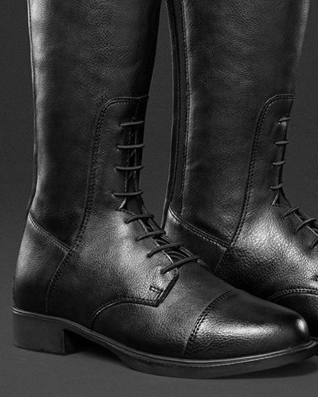 Mountain Horse Vegan Riding Boots - Equestrian Lace-Up Tall Boots Black