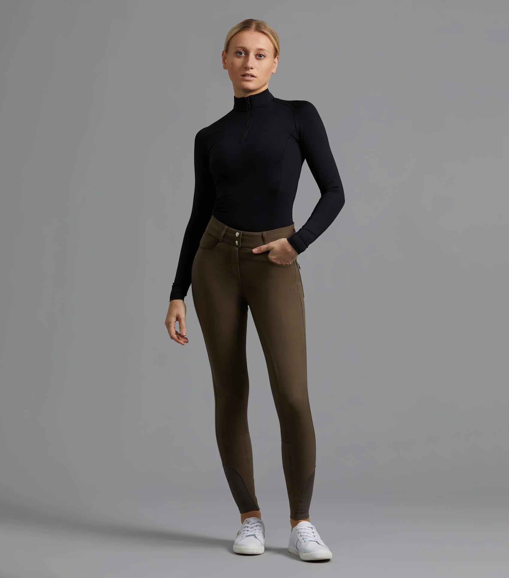 Premier Equine Virtue Ladies Riding Breeches - Dark Olive, Full Seat Gel, Women's Equestrian Apparel
