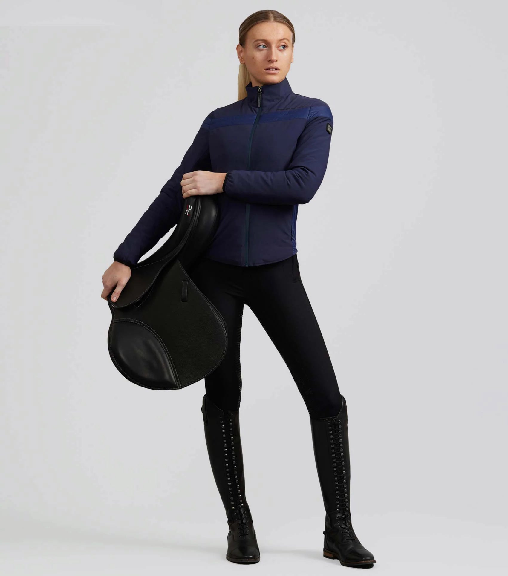 PREMIER EQUINE Vivace Training Jacket - French Navy. Equestrian Apparel for Women. Water-resistant & Breathable Riding Jacket