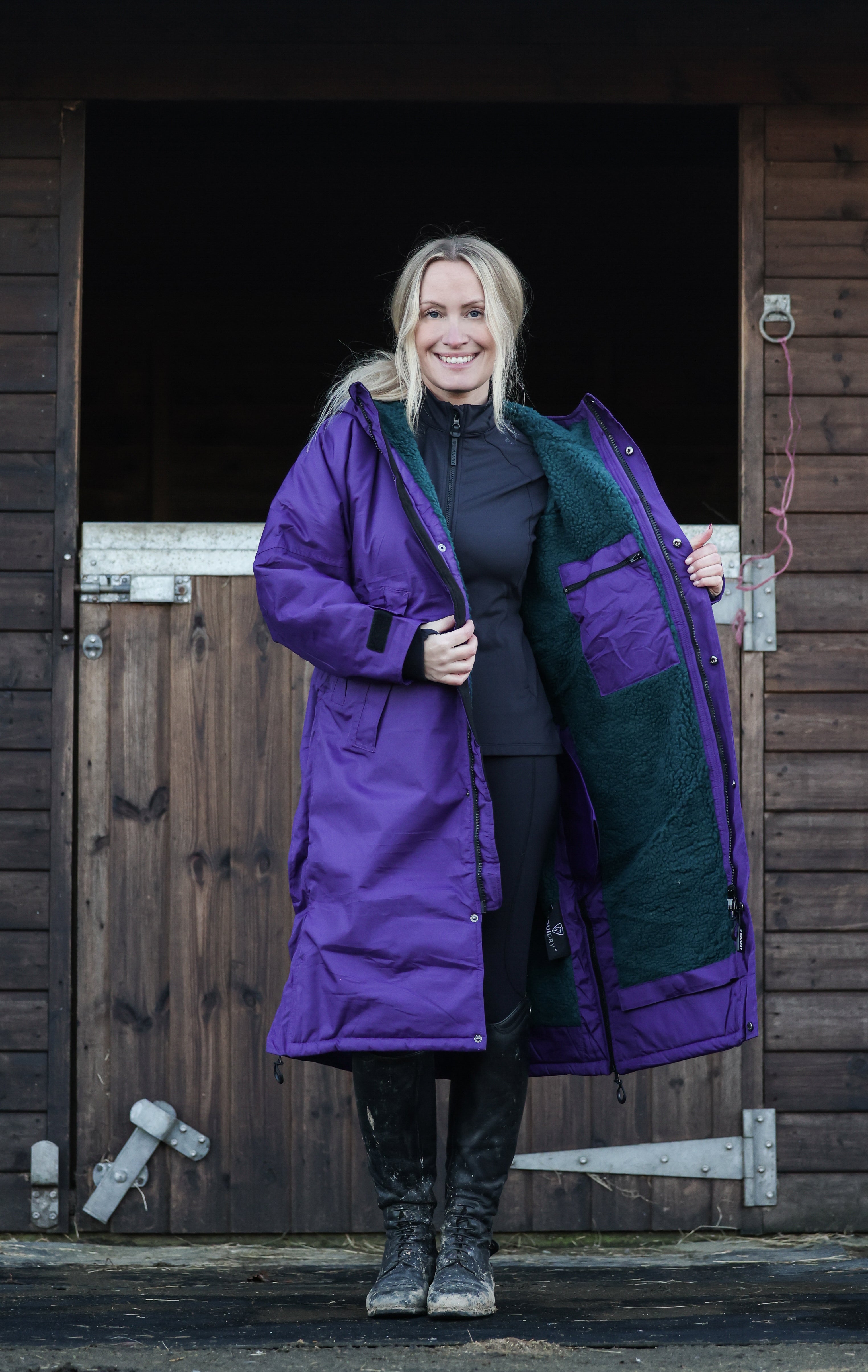 Equidry Evolution Purple Riding Coat: Waterproof, Fleece-Lined Warmth