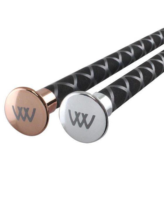 WOOF WEAR Harmony Dressage Whip Black/Rose Gold: Balanced Riding Crop with Non-Slip Grip & Branded Metal End Cap