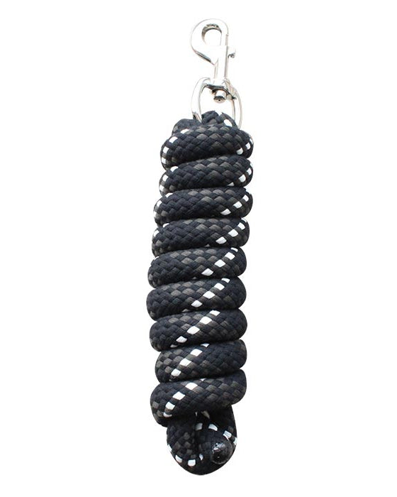 Woof Wear Black Horse Lead Rope - Durable Cotton Blend with Metal Clip - Equestrian Supplies