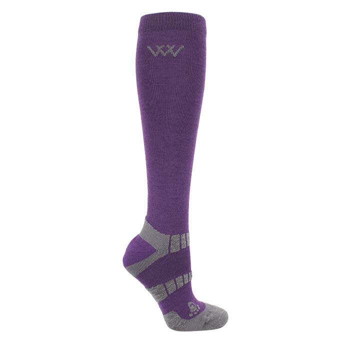 Woof Wear Winter Riding Sock - Damson Purple Wool Knee High Sock for Equestrian Use