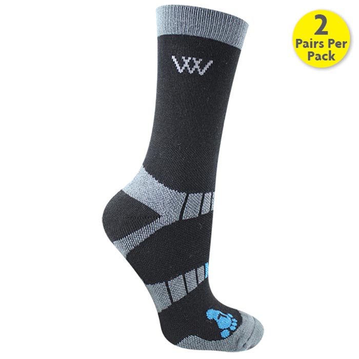 Woof Wear Black Bamboo Riding Socks - Short Waffle Knit - 2 Pairs Per Pack - Equestrian Performance Socks