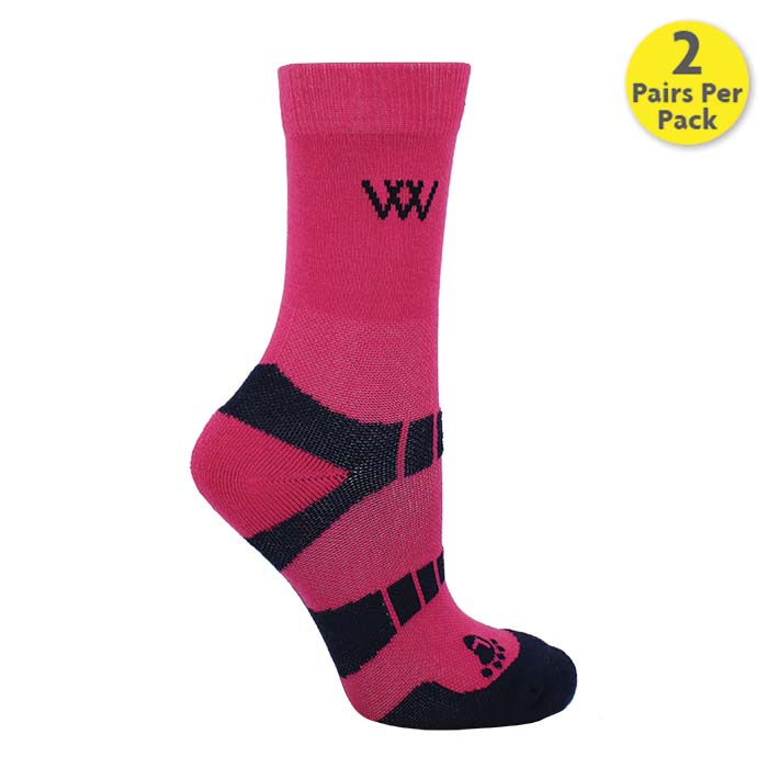 Woof Wear Short Bamboo Waffle Socks Pink Navy: 2 Pairs. Wicking, Anti-bacterial & Comfortable equestrian socks. 