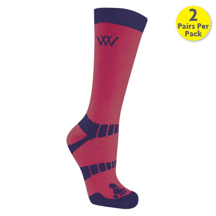 Woof Wear Bamboo Waffle Socks - Shiraz/Navy, 2 Pairs. Riding & Equestrian Performance Socks