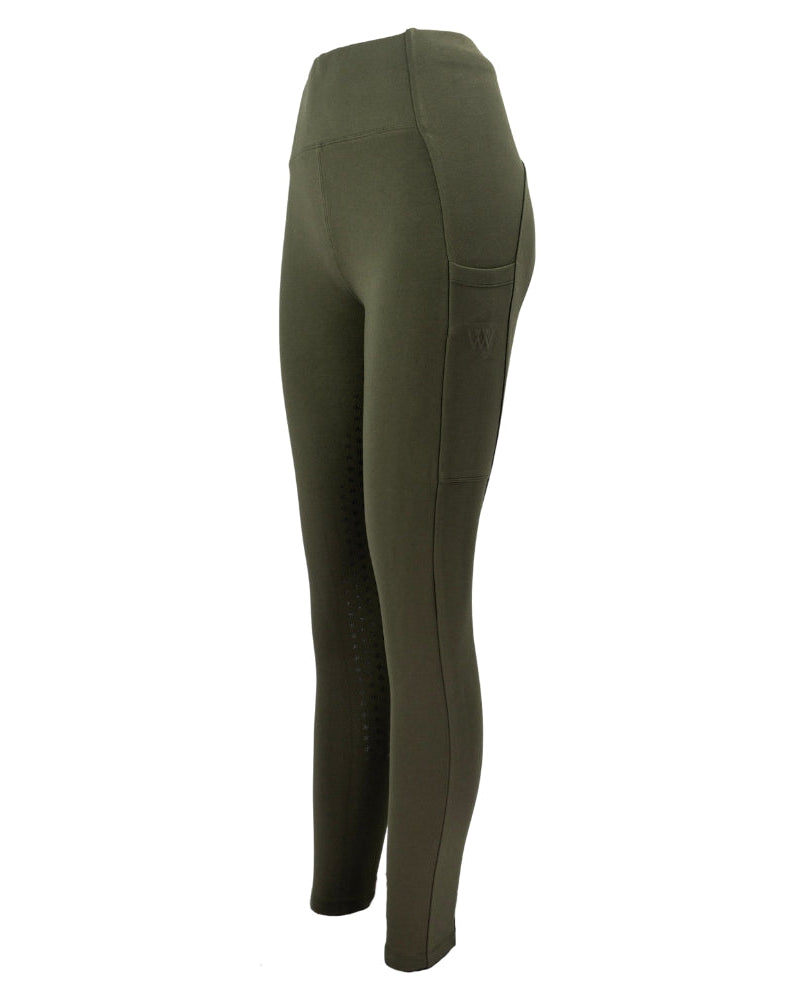 Woof Wear Winter Riding Tights - Full Seat Olive: Warm, Water Resistant Riding Apparel
