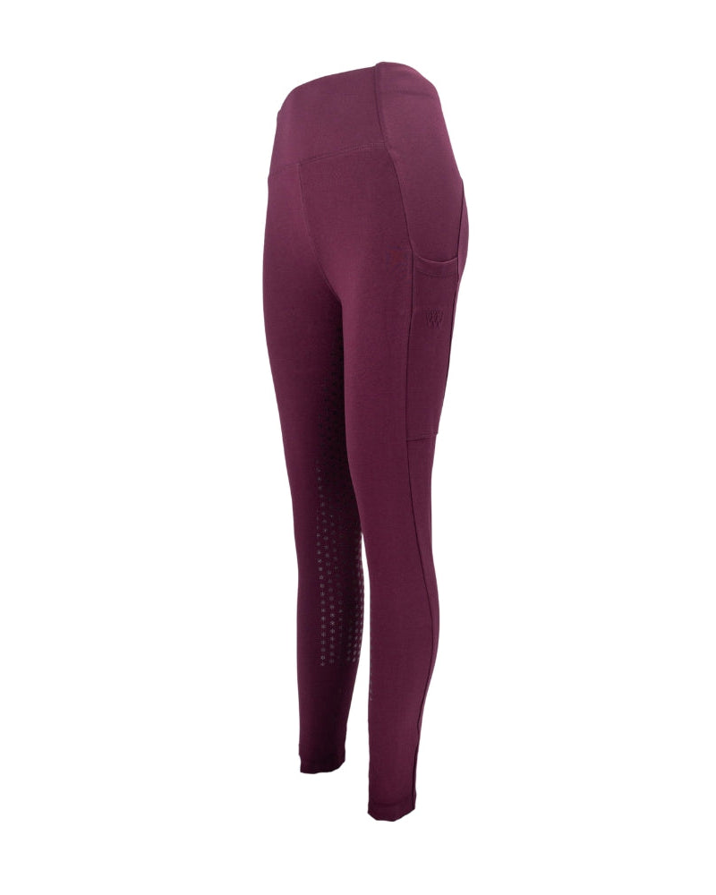 Woof Wear Winter Riding Tights - Full Seat Plum: Warm, Water-Resistant Equestrian Leggings