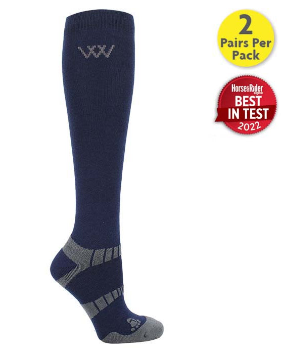 Woof Wear Navy Bamboo Riding Sock - Equiflair: Long, Anti-Bacterial, Wicking