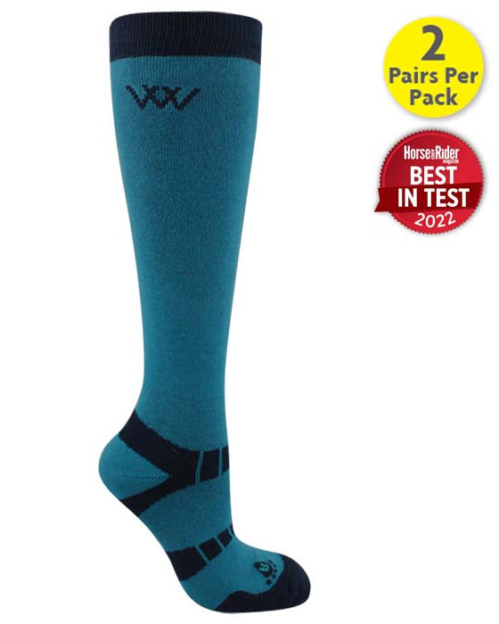 Woof Wear Long Bamboo Waffle Riding Socks Ocean/Navy - Equiflair Performance Knee High Socks
