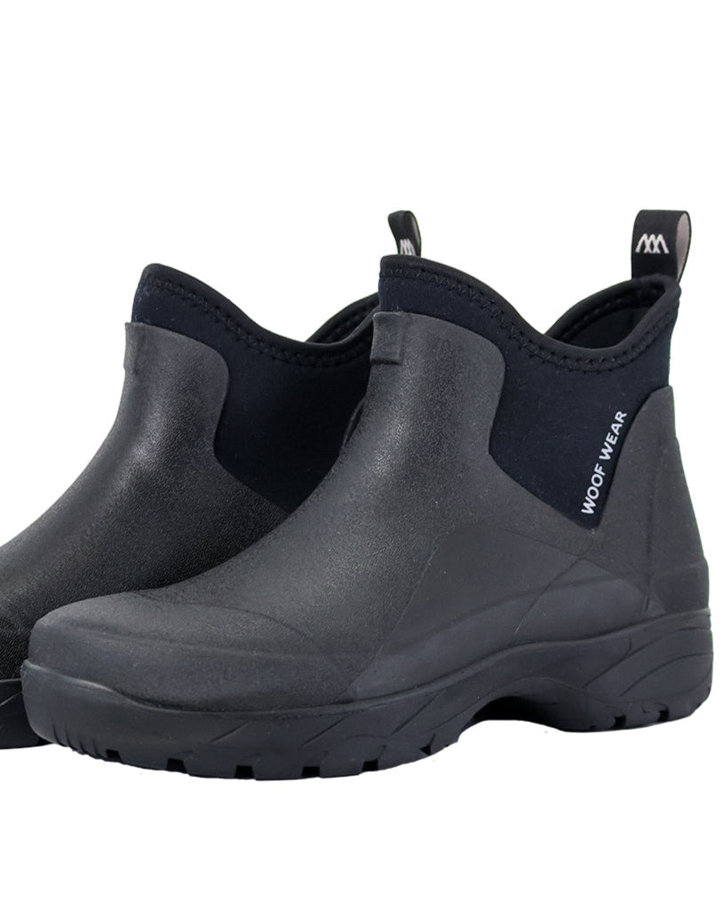 WOOF WEAR Short Black Work Boot - Rubber Equestrian Yard Boots, Comfortable & Waterproof