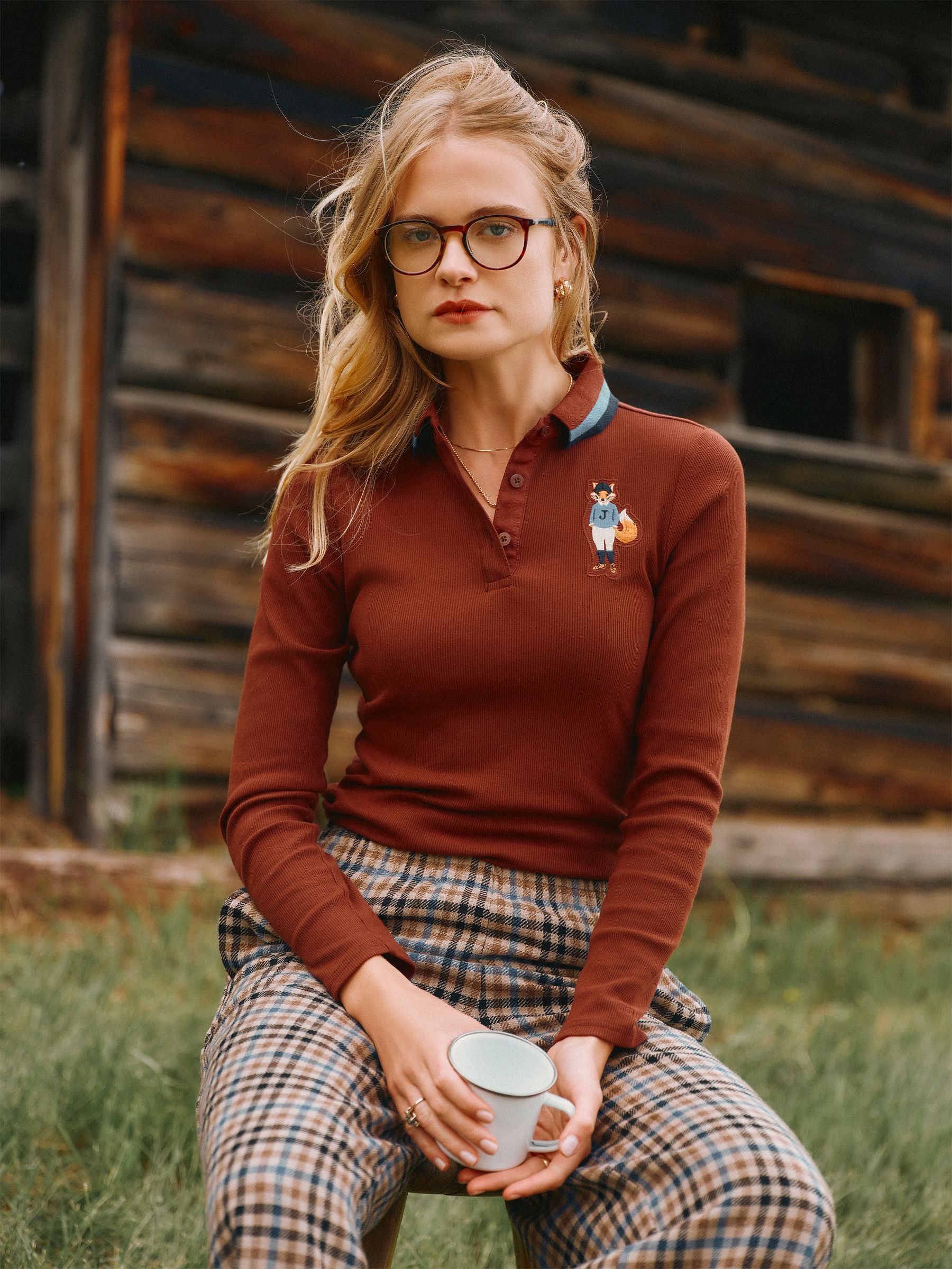 Women's Joules Fairfield Ribbed Collared Jersey Top