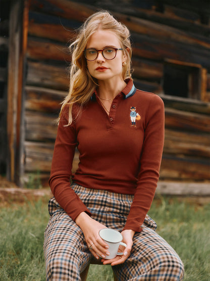 Women's Joules Fairfield Ribbed Collared Jersey Top