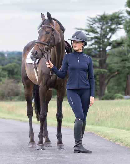 EQUIDRY Water Repellent Leggings Full Seat Women's Navy/White
