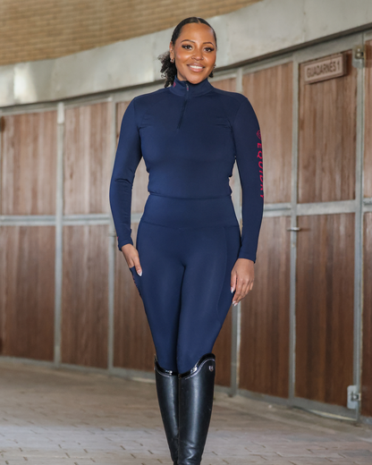 EQUIDRY Women's Water Repellent Base Layer Navy/Raspberry