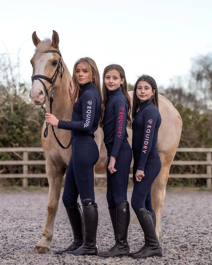 EQUIDRY Water Repellent Leggings Children's Navy/Pale Pink