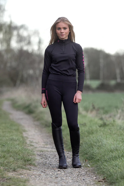 EQUIDRY Water Repellent Leggings Children's Black/Pink