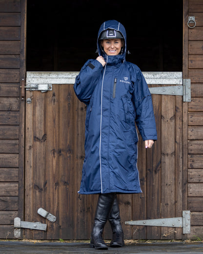EQUIDRY Evolution Women's Navy Waterproof Riding Coat - Fleece Lined