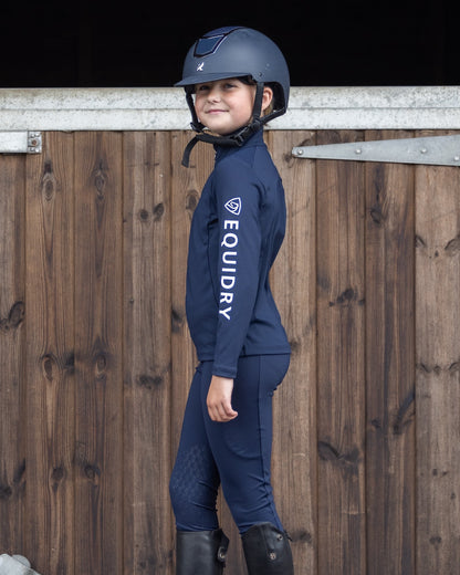 EQUIDRY Water Repellent Leggings Knee Grip Children's Navy/White