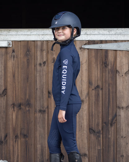 EQUIDRY Children's Water Repellent Base Layer Navy/White: Stylish Equestrian Apparel for Young Riders - Equiflair
