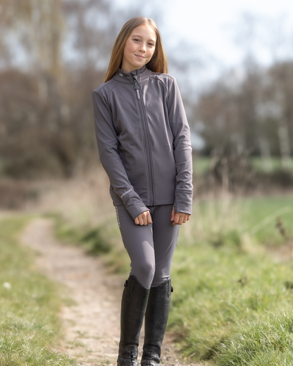 EQUIDRY Water Repellent Leggings Knee Grip Children's Grey/White